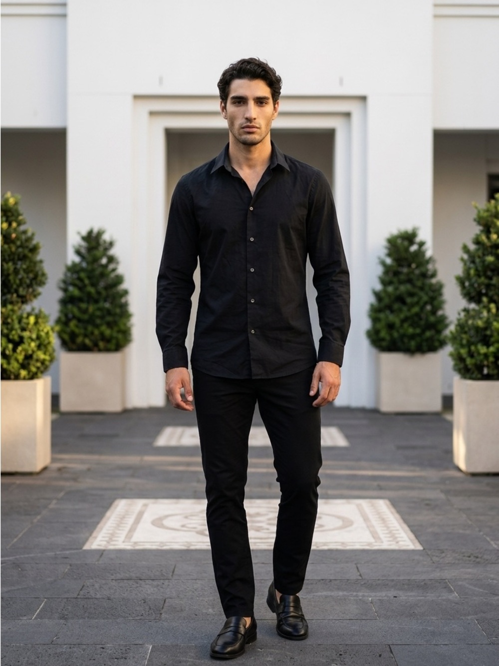 Calvin Klein Men's Black Slim-Fit Button-Down Shirt